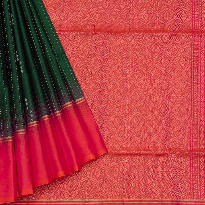 Hayagrivas Bottle Green Handloom Soft Silk Saree KBF566G1-5