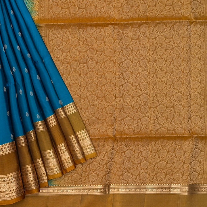 Hayagrivas Ananda Blue Handloom Soft Silk Saree KBF532G2-9