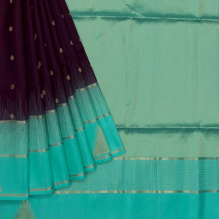Hayagrivas Deep Jamun Handloom Soft Silk Saree KBF705G1-3