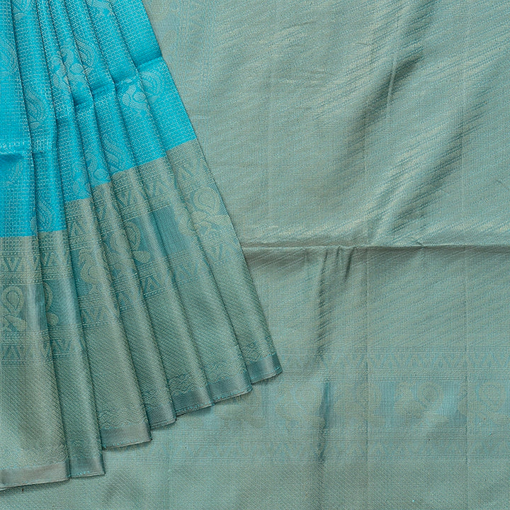 Hayagrivas Sky Blue Handloom Soft Silk Saree KBE2106A31-3