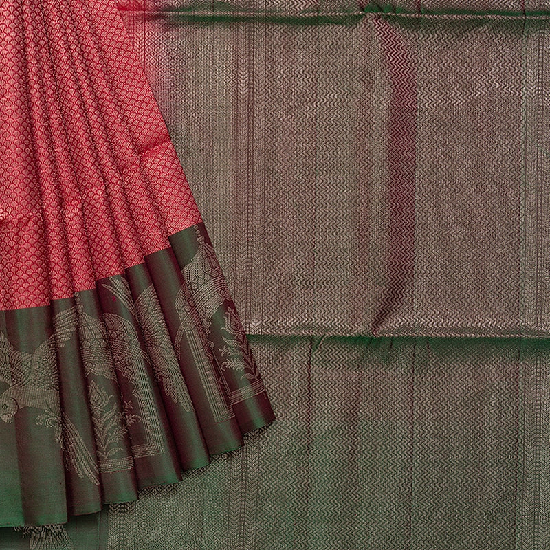 Hayagrivas Deep Red Handloom Soft Silk Saree KBF536G2-4