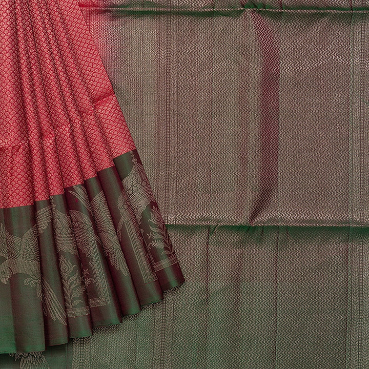 Hayagrivas Deep Red Handloom Soft Silk Saree KBF536G2-4