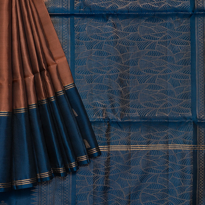 Hayagrivas Peachish-Brown Handloom Soft Silk Saree KBF232E2-11