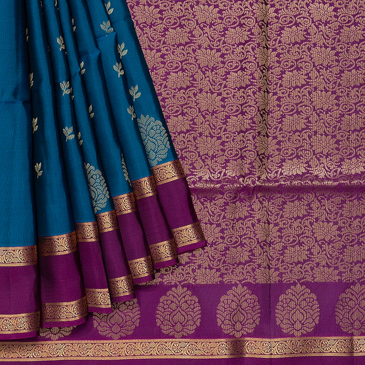 Hayagrivas Ramar Blue Handloom Soft Silk Saree KBF454F1-9