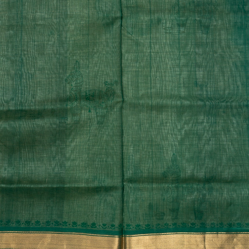 Hayagrivas Cream Pure Printed Silk Cotton Saree HBF195E5-1