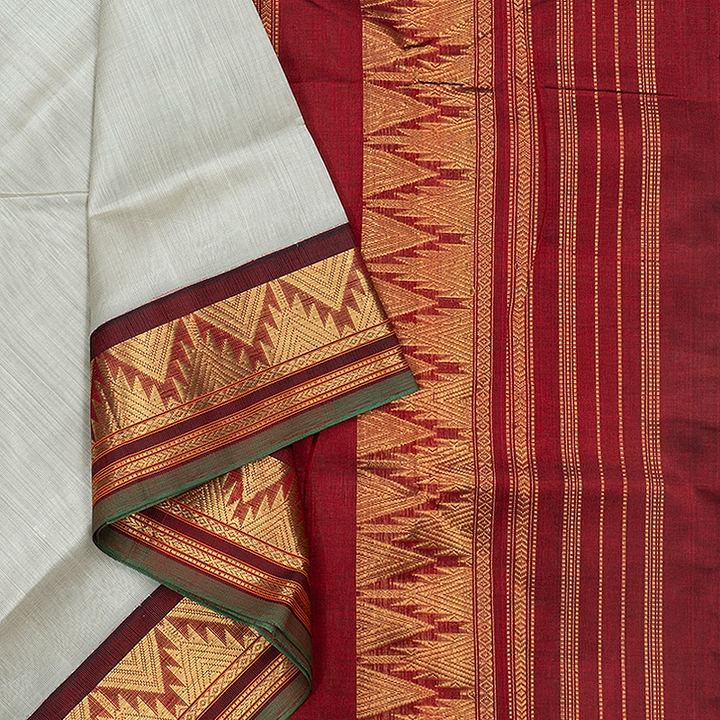 Hayagrivas Light Grey Pure Silk Cotton Saree SSCBF34D1-46