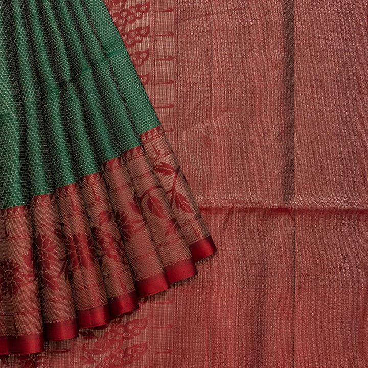 Hayagrivas Bottle Green Handloom Soft Silk Saree KBF536G2-31