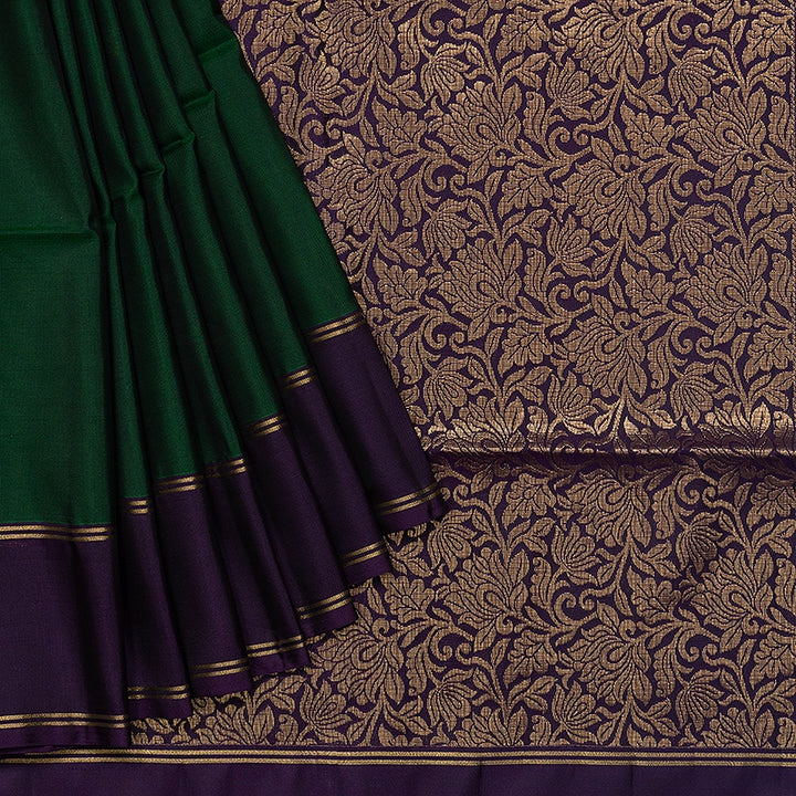 Hayagrivas Bottle Green Handloom Soft Silk Saree KBF46D1-4