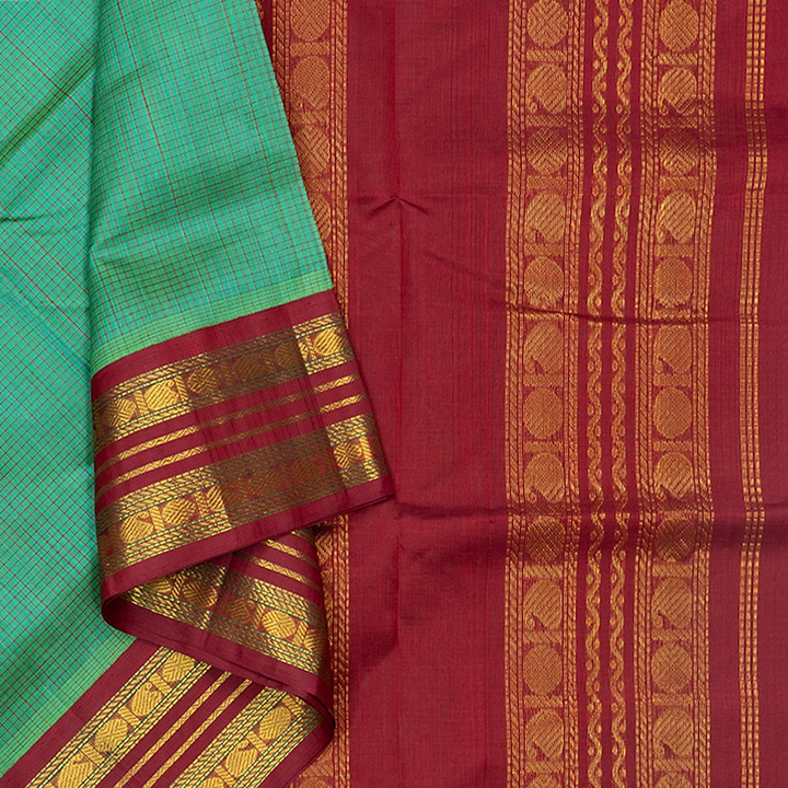 Hayagrivas Green Pure Silk Cotton Saree SSCBF16D2-9