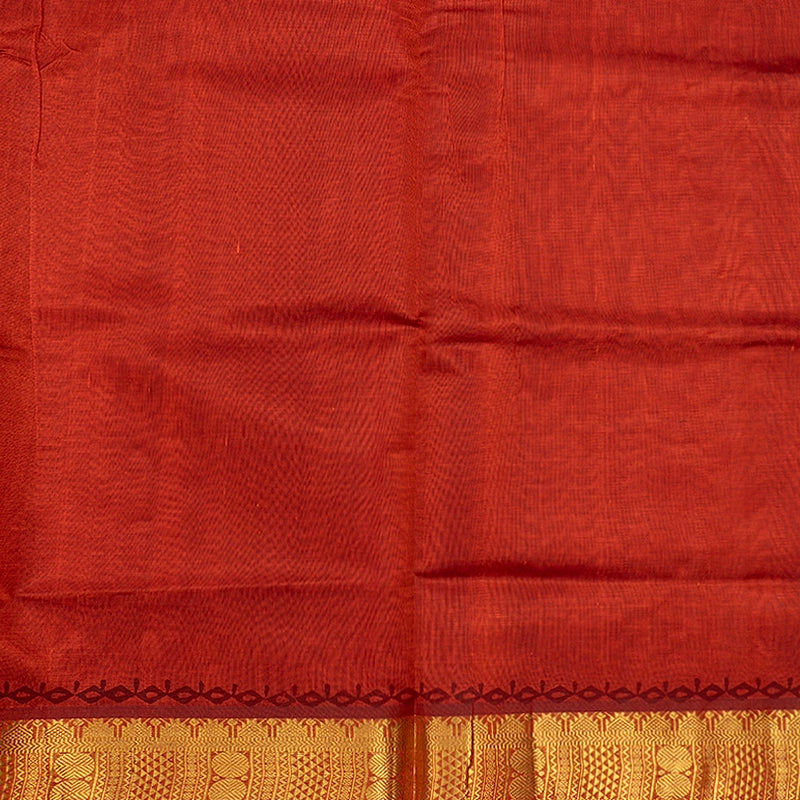 Hayagrivas Rust Orange Pure Printed Silk Cotton Saree HBF195E3-5