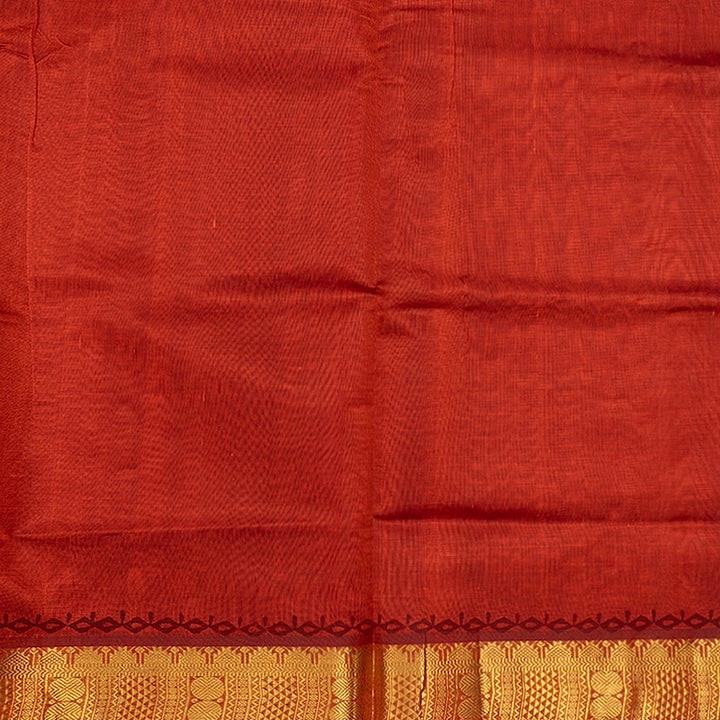 Hayagrivas Rust Orange Pure Printed Silk Cotton Saree HBF195E3-5