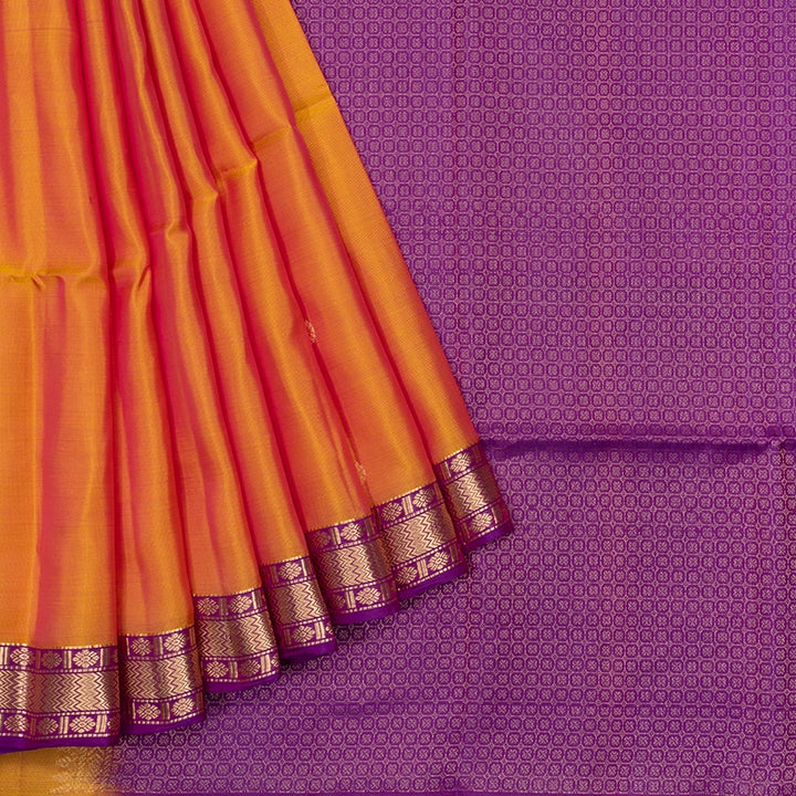 Hayagrivas Orangish Pink Handloom Soft Silk Saree KBF532G4-23