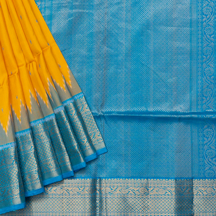 Hayagrivas Yellow Handloom Ikkat Soft Silk Saree KBE2189A1-2