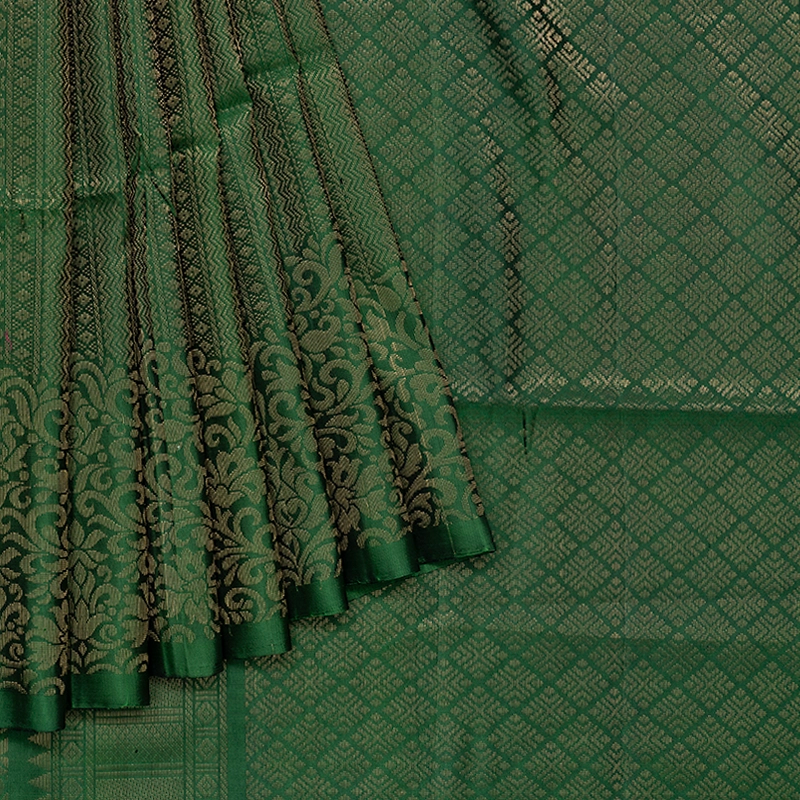 Hayagrivas Leaf Green Handloom Soft Silk Saree KSBE85A40-2