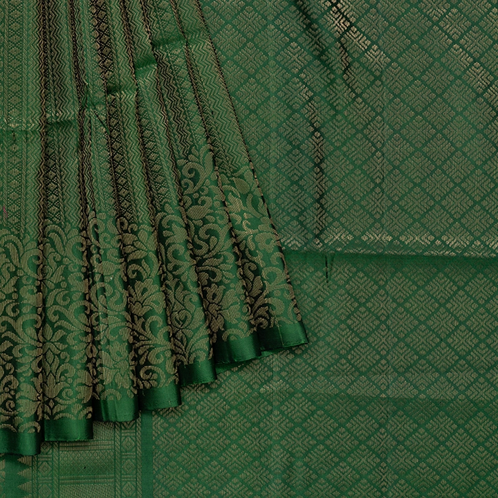Hayagrivas Leaf Green Handloom Soft Silk Saree KSBE85A40-2