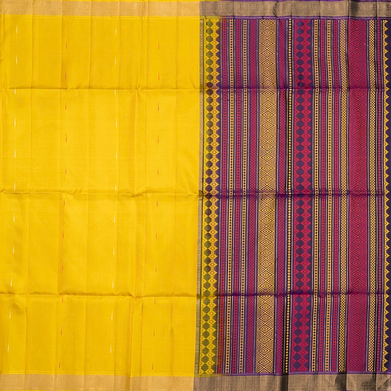 Hayagrivas Mustard Yellow Handloom Soft Silk Saree KBF1033I1-1