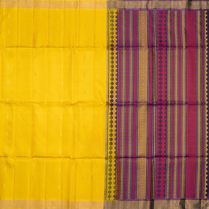 Hayagrivas Mustard Yellow Handloom Soft Silk Saree KBF1033I1-1