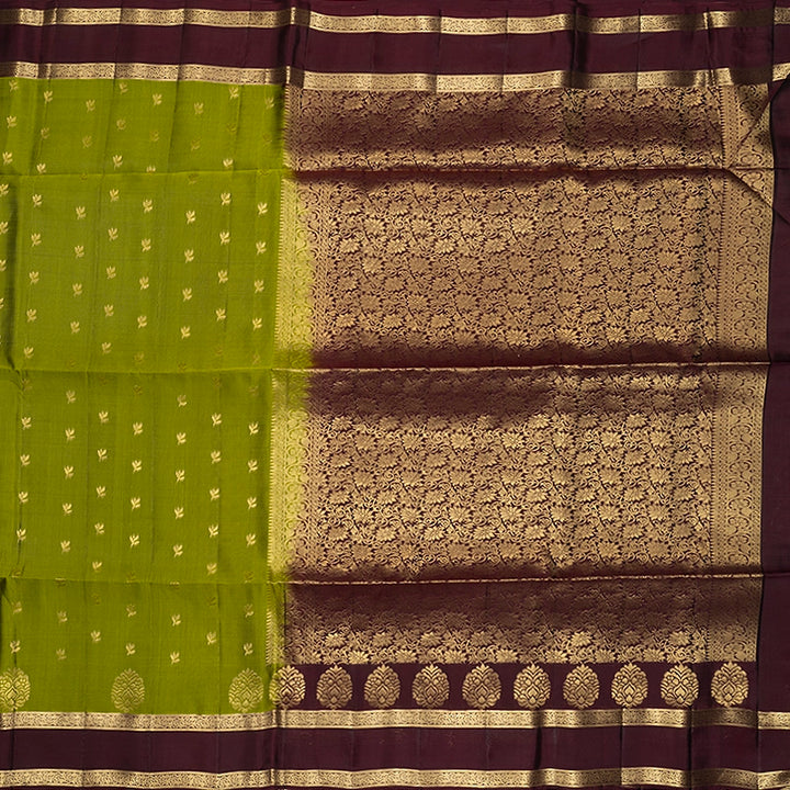 Hayagrivas Parrot Green Handloom Soft Silk Saree KBF1076I1-11