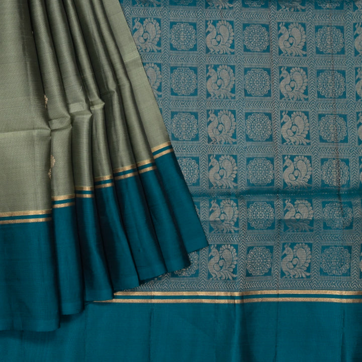 Hayagrivas Sage Green Handloom Soft Silk Saree KBF191E1-10