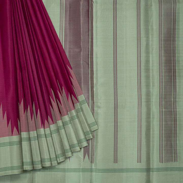 Hayagrivas Handloom Burgundy Kanjivaram Silk Saree with Pista Green Border KBF224E9-2