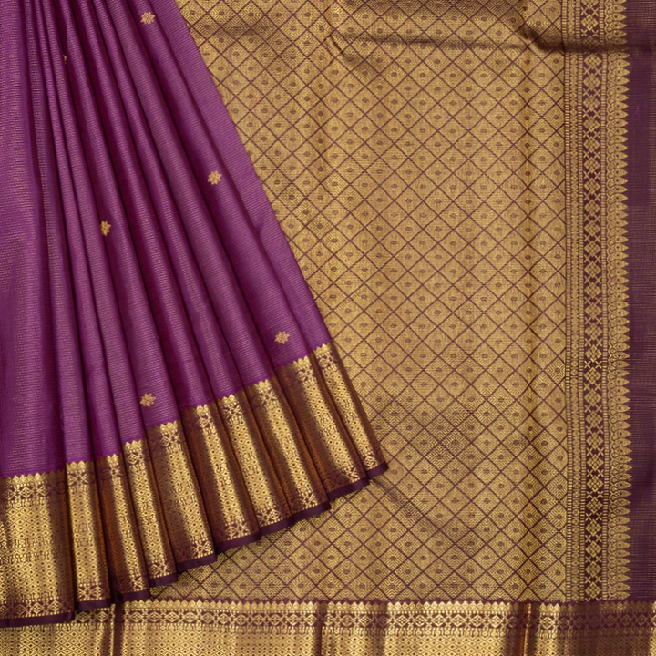 Hayagrivas Handloom Vadamalli Purple Kanjivaram Silk Saree with Burgundy Border KBF358F2-1