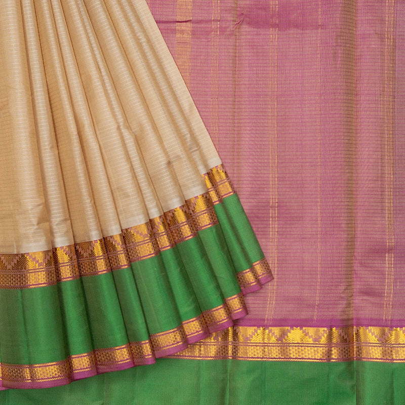 Hayagrivas Handloom Beige Kanjivaram Silk Saree KBF486F2-6