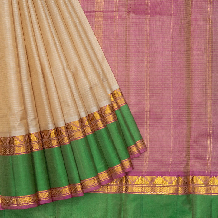 Hayagrivas Handloom Beige Kanjivaram Silk Saree KBF486F2-6