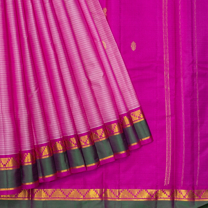 Hayagrivas Handloom Rose Pink Kanjivaram Silk Saree with Pink Border KBF486F3-2