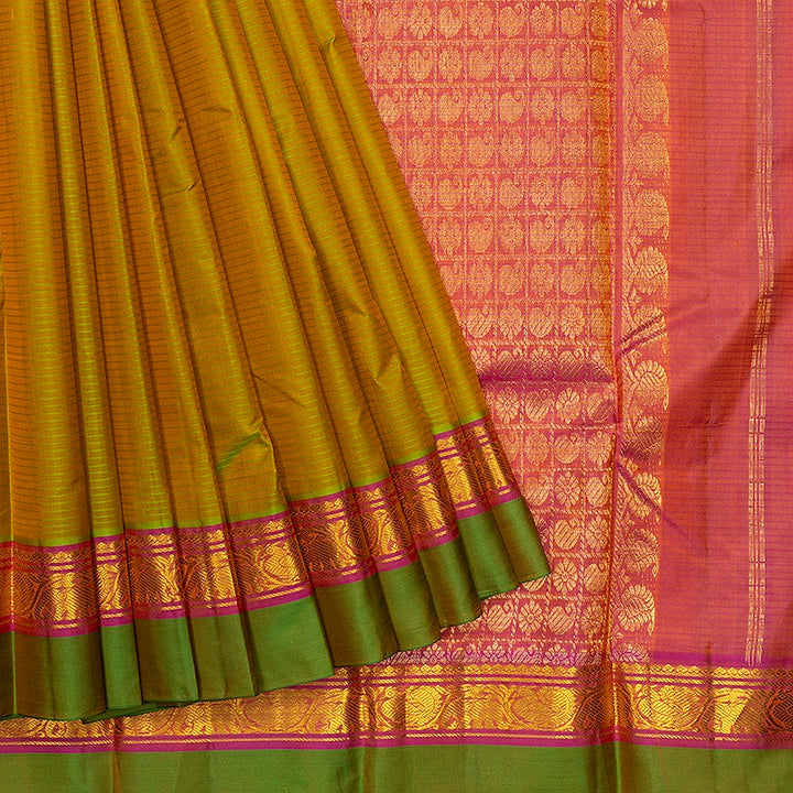 Hayagrivas Handloom Sampanga Green Kanjivaram Silk Saree KBF486F4-10