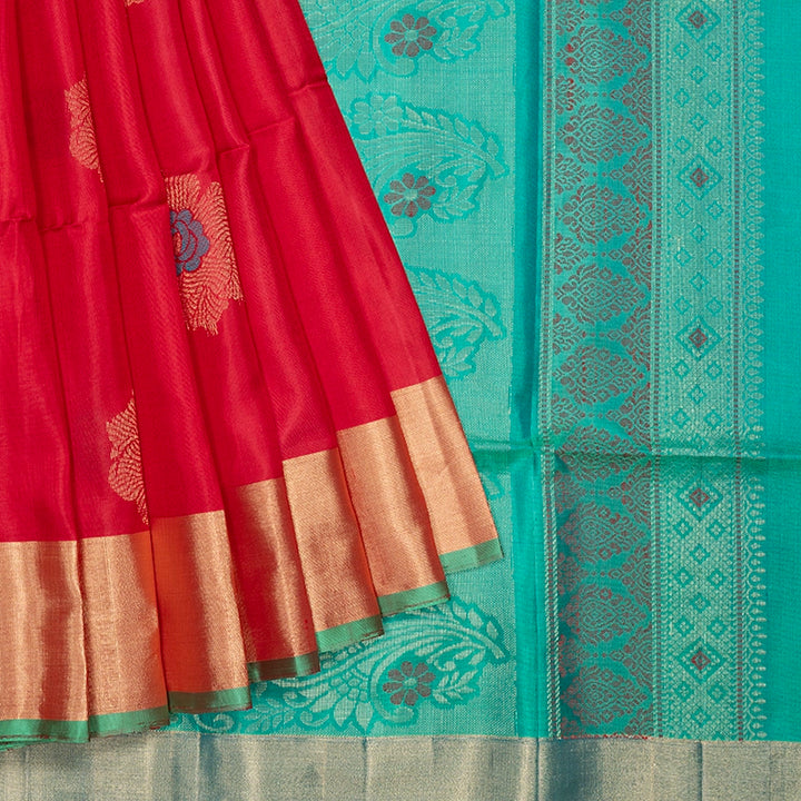 Hayagrivas Red Handloom Soft Silk Saree KBF501F1-2