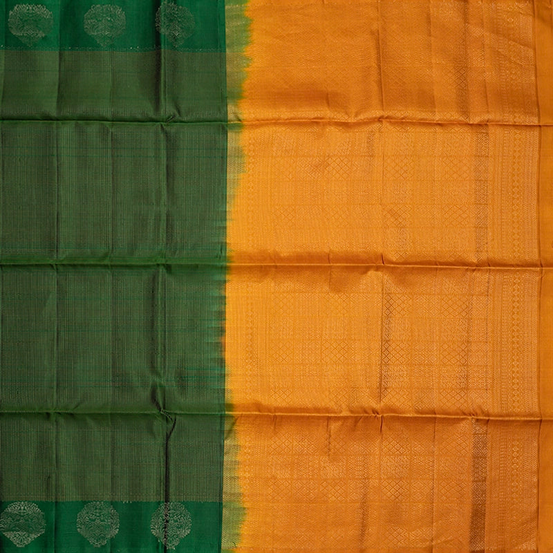 Hayagrivas Dark Green Handloom Soft Silk Saree KBF535G3-2