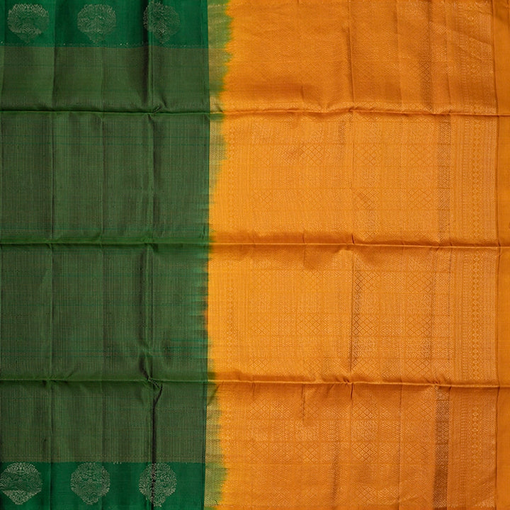 Hayagrivas Dark Green Handloom Soft Silk Saree KBF535G3-2