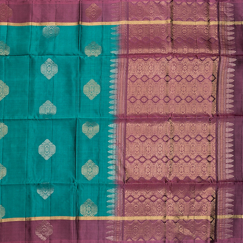 Hayagrivas Sea Green Handloom Soft Silk Saree KBF535G7-14