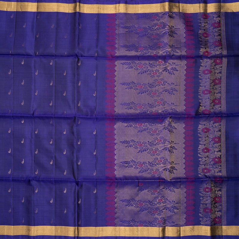 Hayagrivas Purplish-Blue Handloom Soft Silk Saree KBF535G7-25