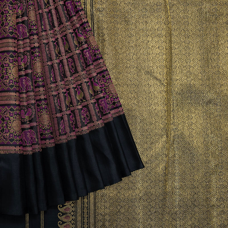 Hayagrivas Handloom Black Kanjivaram Silk Saree KBF538G4-1