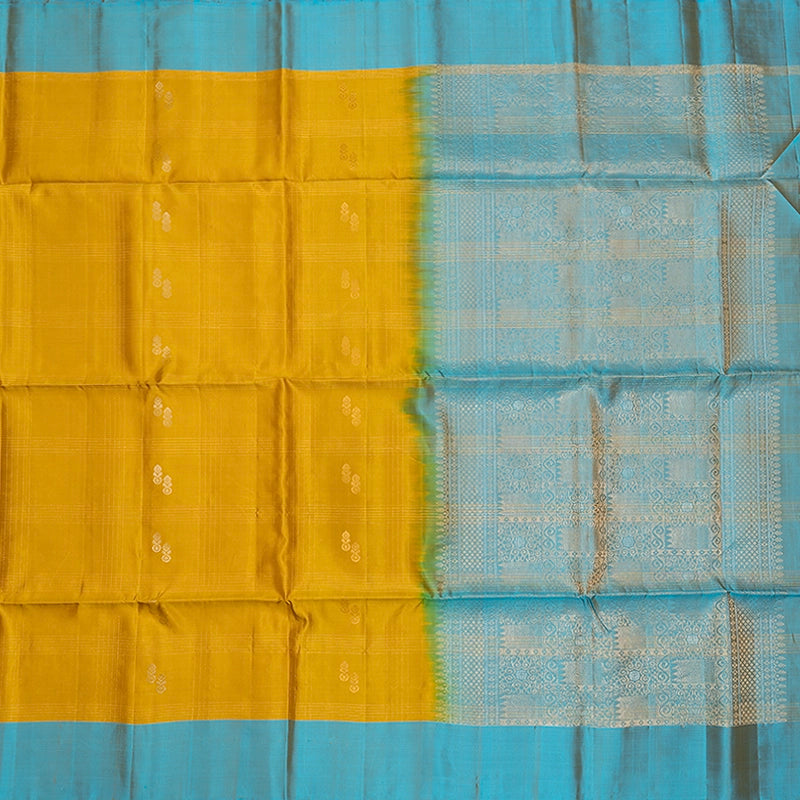 Hayagrivas Mustard Yellow Handloom Soft Silk Saree KBF547G1-14
