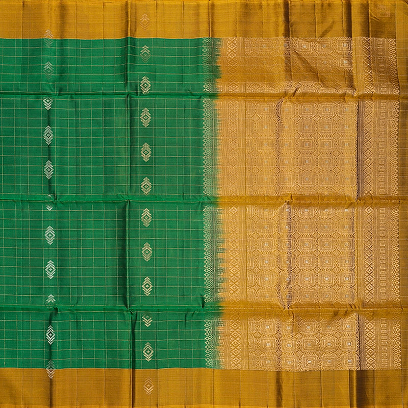 Hayagrivas Green Handloom Soft Silk Saree KBF547G1-5