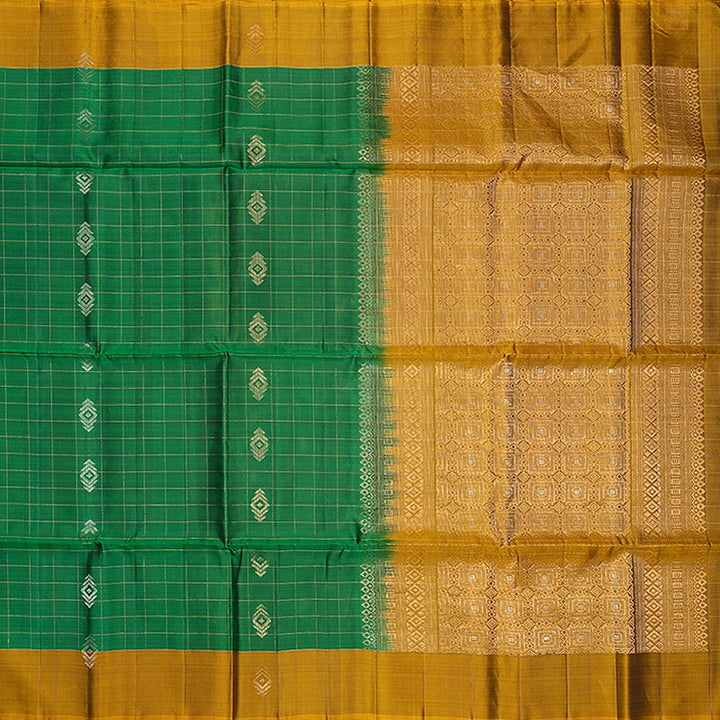 Hayagrivas Green Handloom Soft Silk Saree KBF547G1-5
