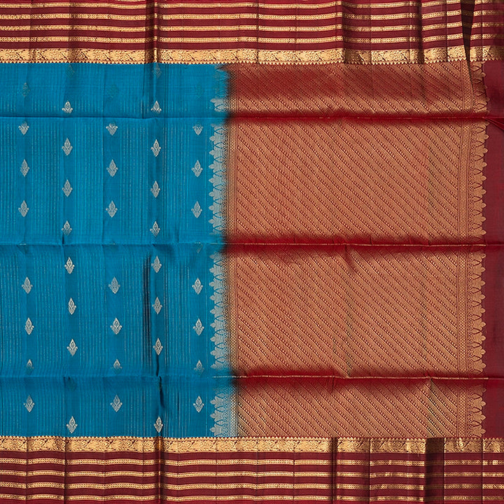 Hayagrivas Rama Blue Handloom Soft Silk Saree KBF549G1-1