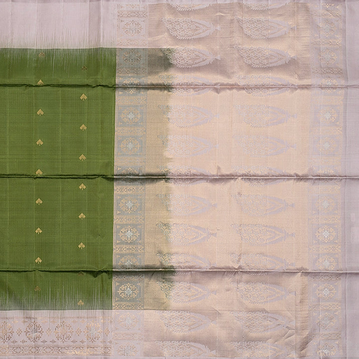Hayagrivas Olive Green Handloom Soft Silk Saree KBF553G15-1