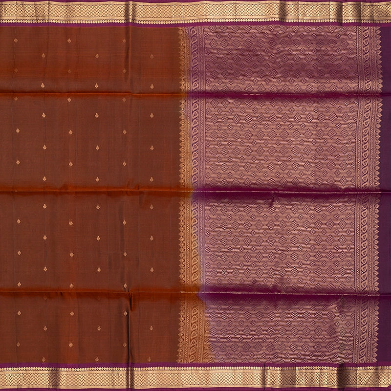 Hayagrivas Rust Brown Handloom Soft Silk Saree KBF555G1-1