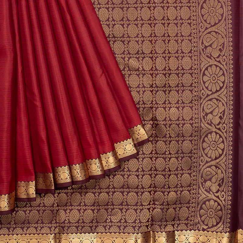 Hayagrivas Handloom Maroon Kanjivaram Silk Saree with Burgundy Border KBF582G1-14