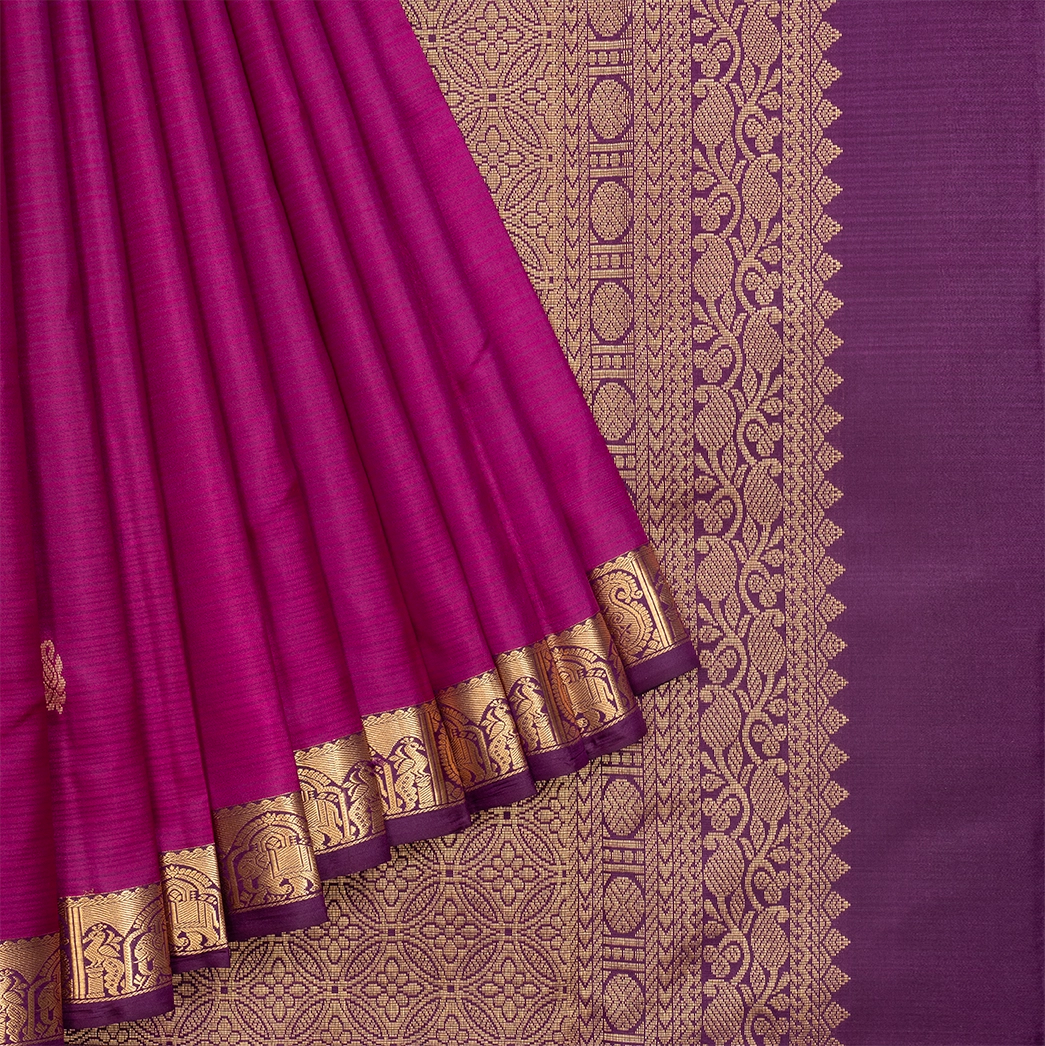 Hayagrivas Handloom Magenta Kanjivaram Silk Saree with Purple Border KBF582G2-9