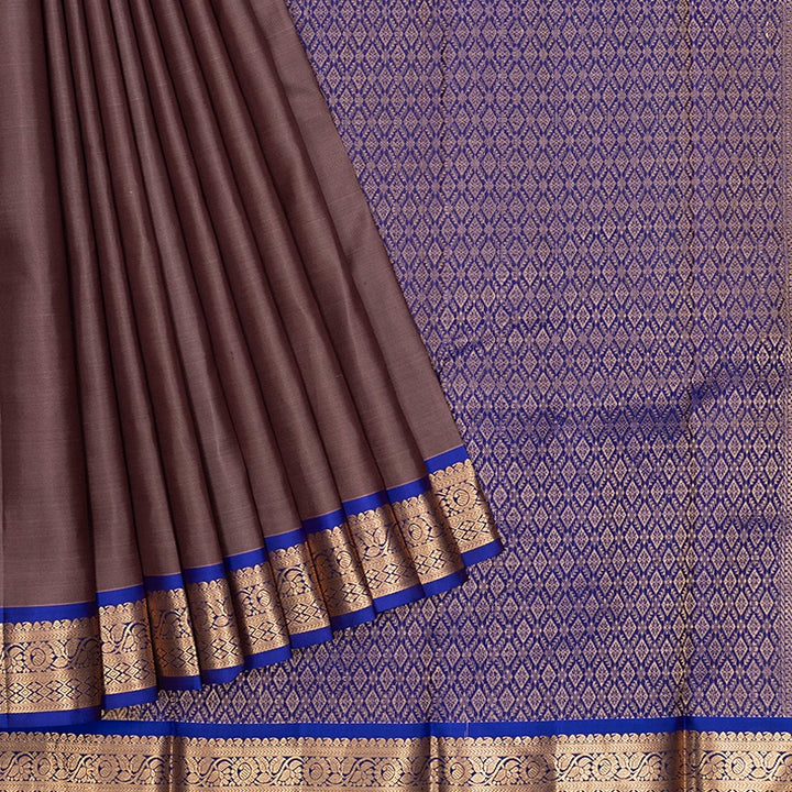 Hayagrivas Handloom Brownish-Purple Kanjivaram Silk Saree with Purple Border KBF703G5-7