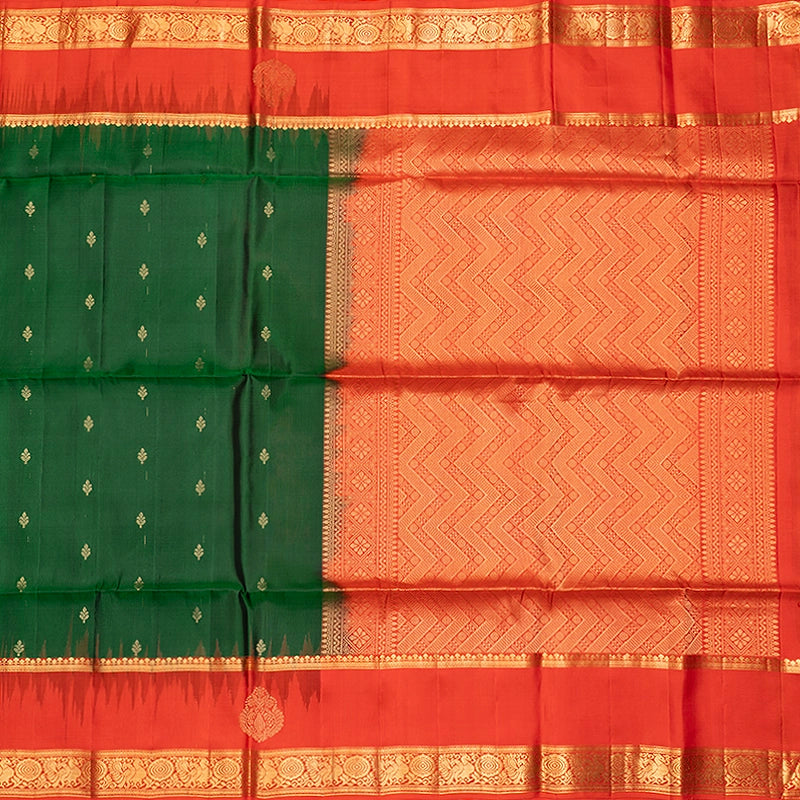 Hayagrivas Bottle Green Handloom Soft Silk Saree KBF705G3-6