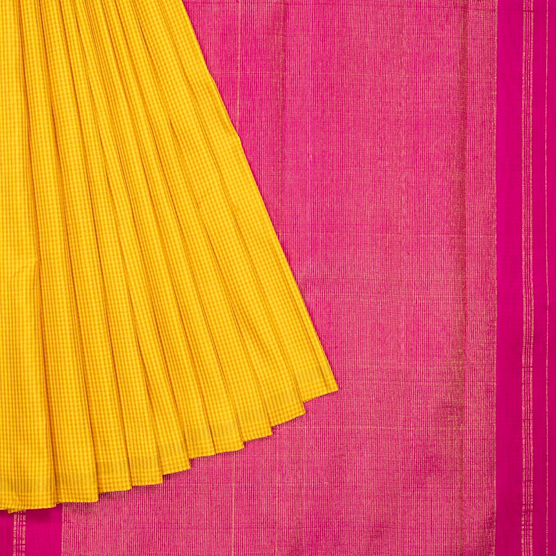 Hayagrivas Handloom Yellow Checks Kanjivaram Silk Saree KBF721G6-1