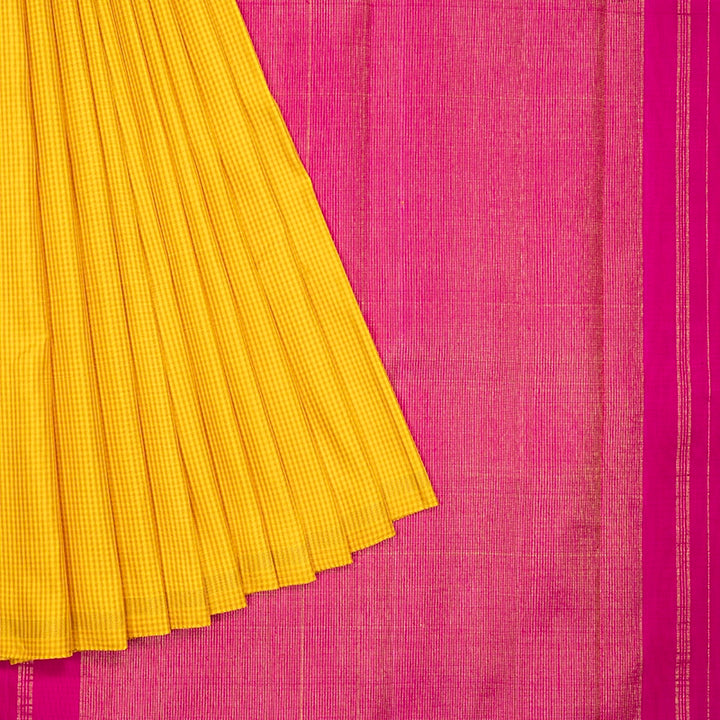 Hayagrivas Handloom Yellow Checks Kanjivaram Silk Saree KBF721G6-1