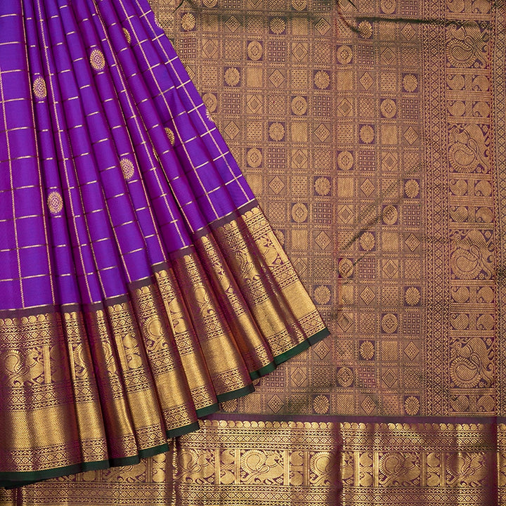 Hayagrivas Handloom Purple Kanjivaram Silk Saree with Manthalir Border KBF731G4-2