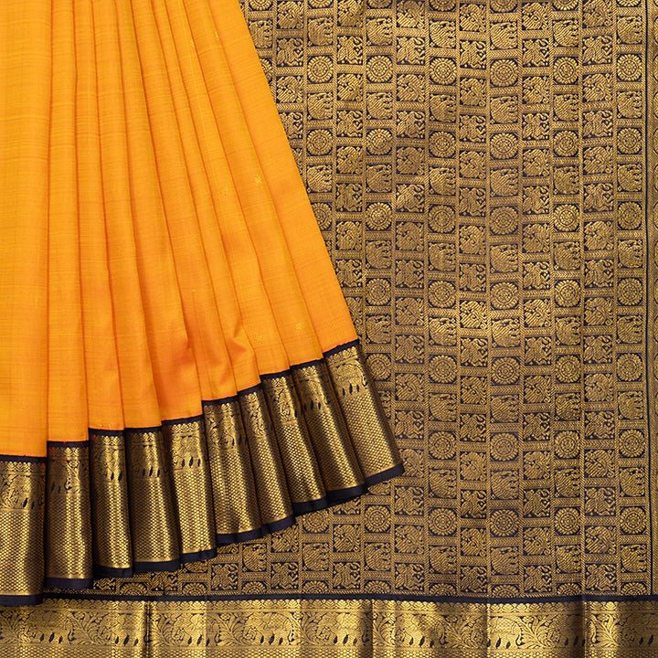 Hayagrivas Handloom Mambazham Orange Kanjivaram Silk Saree with Deep Jamun Border KBF741H1-2