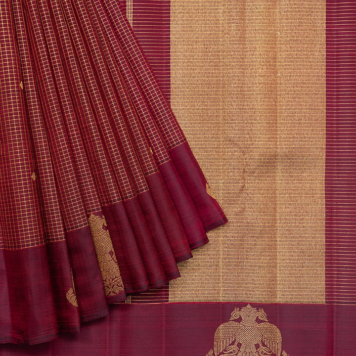 Hayagrivas Handloom Wine Maroon Kanjivaram Silk Saree KBF742H10-1